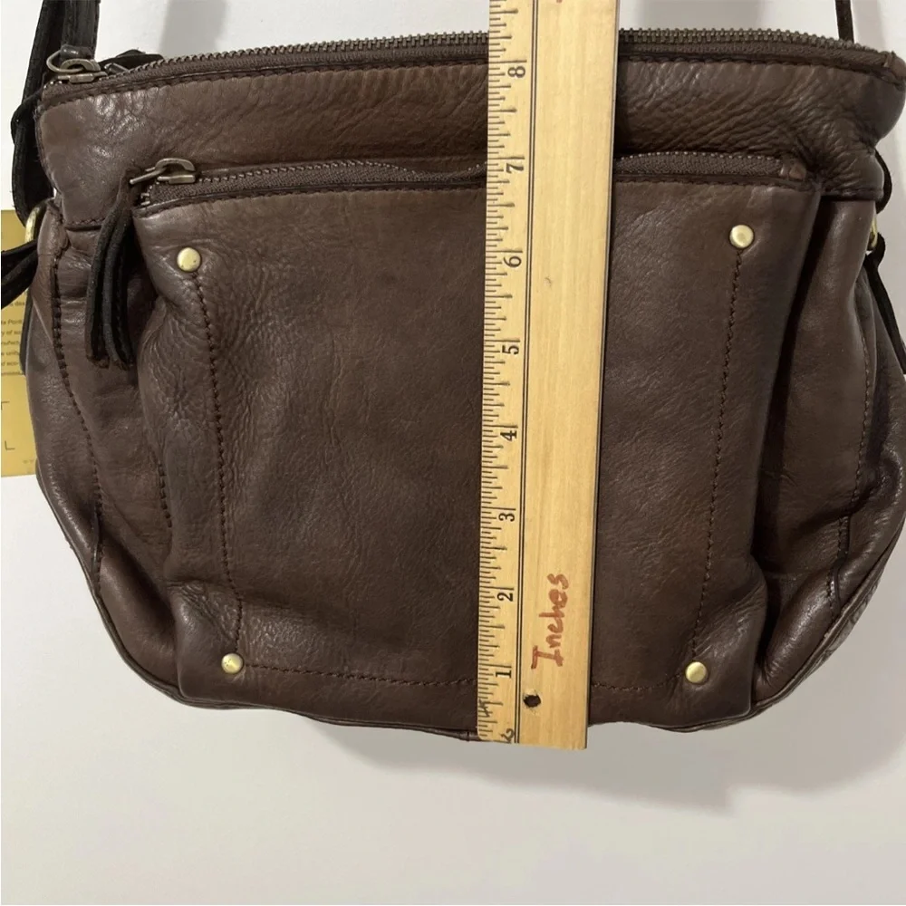 MARTA PONTI Vintage Cognac Brown Genuine Leather Crossbody Bag Purse - Picture 9 of 16